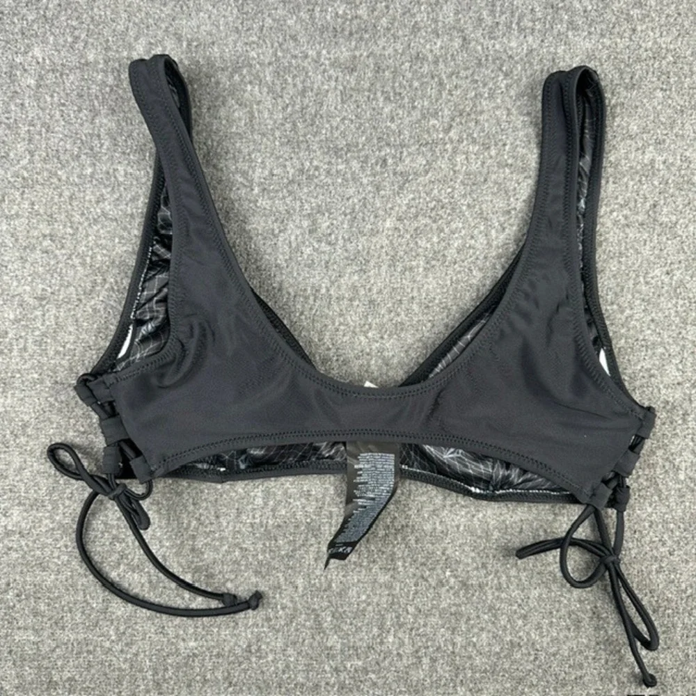Volcom Womens Simply Solid V-Neck Side Tie Bikini Top Black Size Medium O1032001
